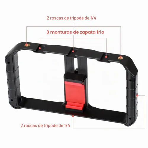 Vista 3 de Ulanzi U Rig Pro Video Rig para iPhone, Estabilizador de Teléfono con Triple Soporte de Zapata Fría, Soporte de Trípode de Teléfono para iPhone 16