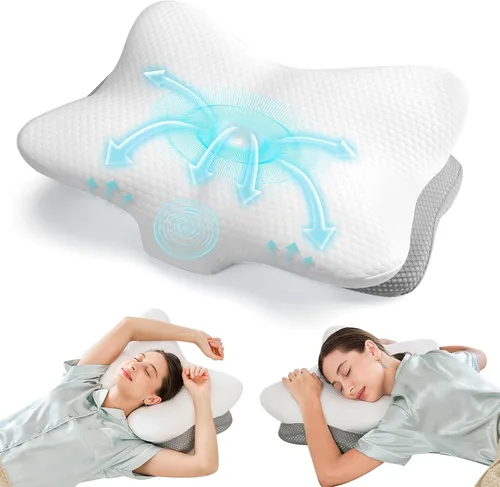 Vista 8 de Almohada cervical ergonómica de espuma viscoelástica Gris