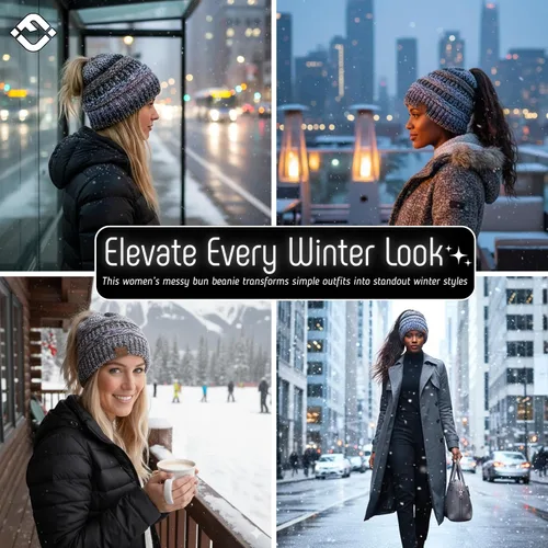 Vista 168 de Funky Junque - Gorro para mujer con ranura para cola de caballo