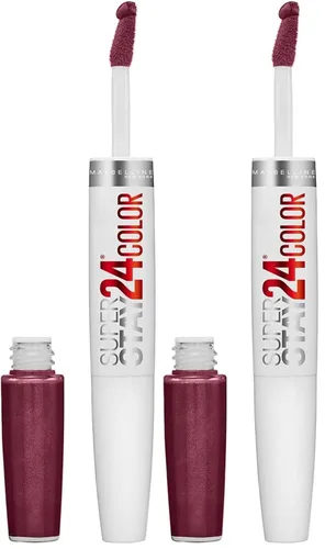 Vista 49 de Maybelline Super Stay 24, lápiz labial líquido de maquillaje de 2 pasos, color altamente pigmentado de larga duración con bálsamo hidratante, Merlot