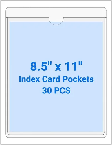 Vista 19 de 30 PCS Clear Self Adhesive Plastic Label Pockets, Top Loading Business & Library Index Card Holders, Peel and Stick Sleeves for Storage Bins, Totes