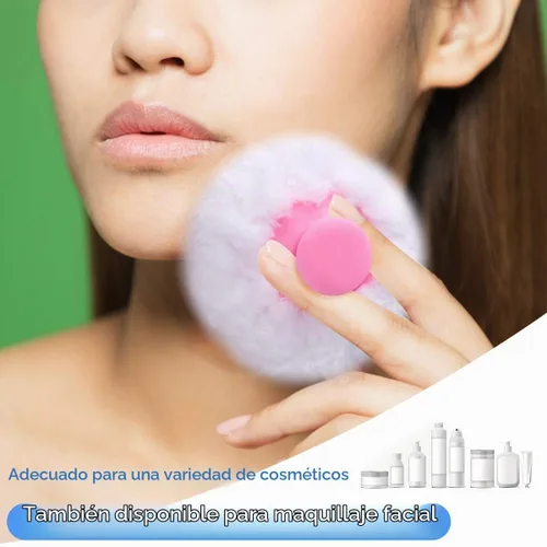 Vista 5 de 2pcs-Baby Body Cosmetic Powder Puff Kit Esponja Caja Contenedor (Azul y Rosa)
