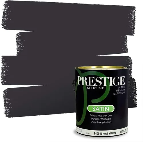 Vista 262 de PRESTIGE Pinturas Pintura Exterior e Imprimación en Uno, 1 Galón, Mate, Combinación Comparable de Sherwin Williams* Black Magic* SW6991-PCM