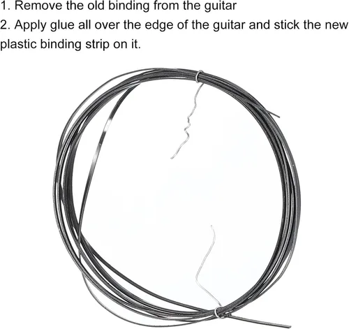 Vista 3 de MECCANIXITY Banda decorativa de plástico para guitarras 1650x1x0.5mm para guitarras acústicas y clásicas, negras, pack de 2 Negro
