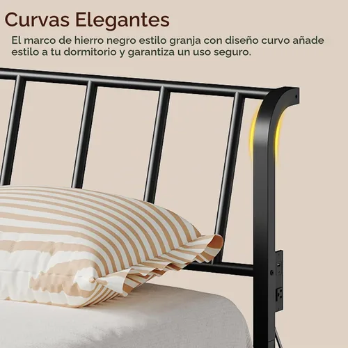 Vista 7 de MAHANCRIS Cabecera tamaño Queen solamente, cabecera de metal con 2 regletas de enchufes, respaldo reclinable de 95 grados con adaptadores