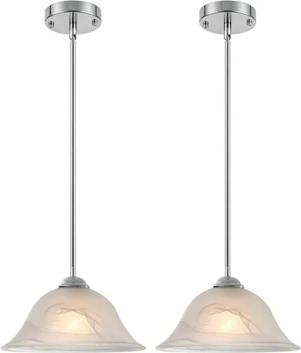 Vista 11 de Luces colgantes de isla para cocina, lámpara colgante dorada vintage de 11.8 pulgadas, lámpara colgante de vidrio esmerilado, 1 paquete, luces