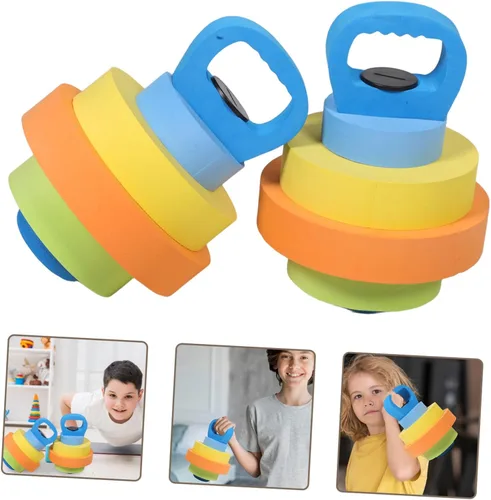 Vista 8 de BESPORTBLE 1 par de mancuernas de agua de Eva ajustables, peso flotante ligero para juego en la piscina, para entrenamiento de fuerza temprano
