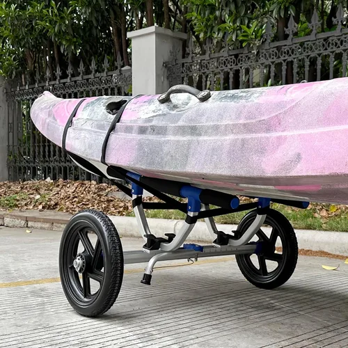Vista 2 de Carrito de kayak, carrito de tabla de remo, carrito de kayak, canoa, dolly, SUP, portador con neumáticos sin aire Gris
