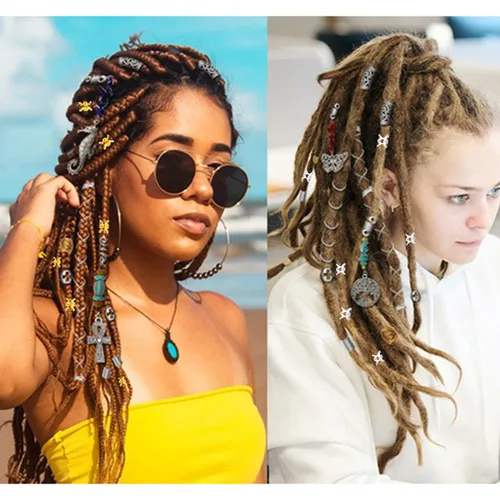 Vista 4 de NAISKA 50 piezas de joyería para rastas, anillos trenzados para el cabello, clips de temor, cerraduras de metal, joyería para trenzar el cabello
