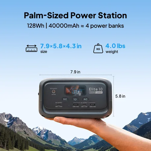 Vista 3 de BLUETTI Elite 10 Mini estación de energía portátil, 128Wh 200W generador