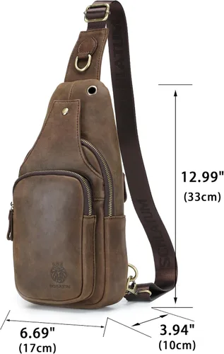 Vista 47 de LUKZIJAES Bolso bandolera de cuero genuino para hombre