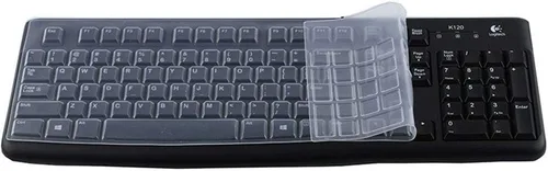 Vista 12 de Funda de silicona para teclado de escritorio ultrafina, compatible con Logitech K120 y MK120 teclado USB con cable (azul degradado)