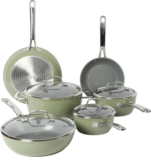Vista 9 de Sur La Table Kitchen Essentials Juego de Utensilios de Cocina de 10 Piezas de Aluminio Forjado con Interior Antiadherente de Cerámica de Titanio