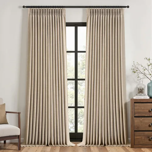 Vista 41 de Topfinel - Cortinas opacas plisadas de 96 pulgadas para dormitorio, 2 paneles Natural