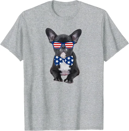 Vista 7 de Funny French Bulldog 4th de julio de Patriótico EE. UU. playera, niños 10, Blanco