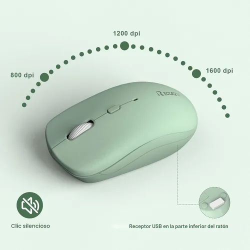 Vista 6 de Combo de teclado y mouse inalámbricos silencioso para oficina y hogar (verde aguacate) 2.4G Full Size Silent Cordless Keyboard with Tilt