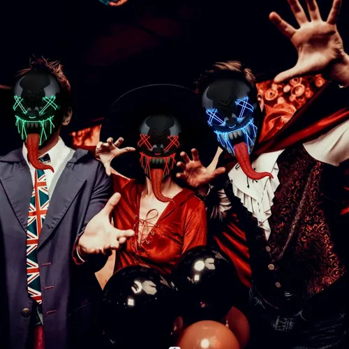 Vista 7 de Máscara de purga iluminada de Halloween, máscara de purga LED aterradora para adultos y niños, disfraces de Halloween, máscaras brillantes con ojos