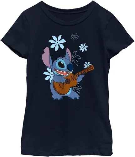 Vista 21 de Camiseta de danza floral Lilo & Stitch con ukelele para niñas Gris asfalto