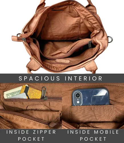 Vista 4 de Bolso de mano de cuero para mujer, regalo para el día de la madre, bolso de hombro de cuero, bolso de viaje para mujer, bolso de oficina