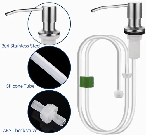 Vista 2 de Dispensador de jabón integrado para fregadero de cocina, bomba dispensadora de jabón de encimera con kit de tubo de extensión de 47 pulgadas, no es