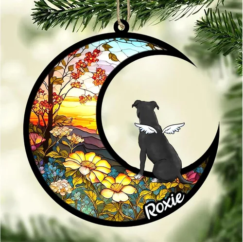 Vista 342 de LOVELYPOD Adorno de Navidad personalizado para perro Basset Hound (marrón) Basset Hound (marrón) adorno para atrapasoles de perro, razas de perros