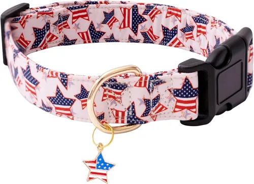 Vista 12 de Faygarsle - Collar de algodón para perros, collar de diseñador para hembras, tamaños pequeños, medianos y grande, diseño de flores con dijes de Beige