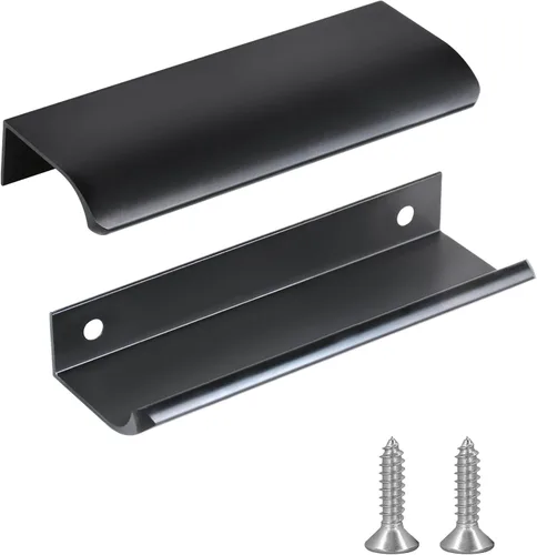 Vista 12 de JOOJA Juego de 10 tiradores con borde de dedo de estilo moderno para muebles y cajones, tiradores ocultos para gabinetes y cocina, perillas, negro
