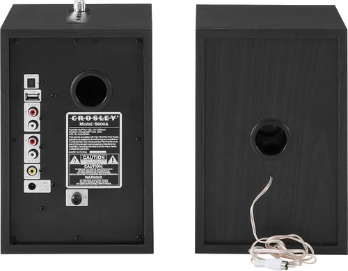 Vista 8 de Crosley S200A-BK 4" Altavoces estéreo activos con alimentación Bluetooth, conexiones ópticas, USB y Aux, negro