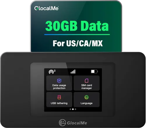 Vista 10 de GlocalMe DuoTurbo 4G LTE Hotspot WiFi portátil para viajes en más de 200 países, dispositivo de punto de acceso móvil con datos globales de 1.1GB