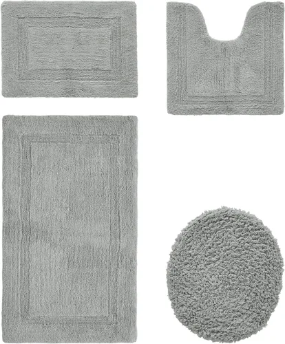 Vista 34 de Better Trends Juego de 4 alfombras de baño de lujo, 100% algodón, suaves, absorbentes de agua, reversibles, lavables a máquina, para decoración