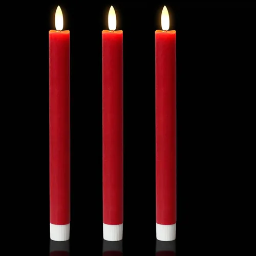 Vista 21 de Wondise Velas Cónicas Sin Llama con Control Remoto Temporizador, Candelabros Rojos Cerosos Reales a Batería Velas LED de Mecha 3D para Decoración
