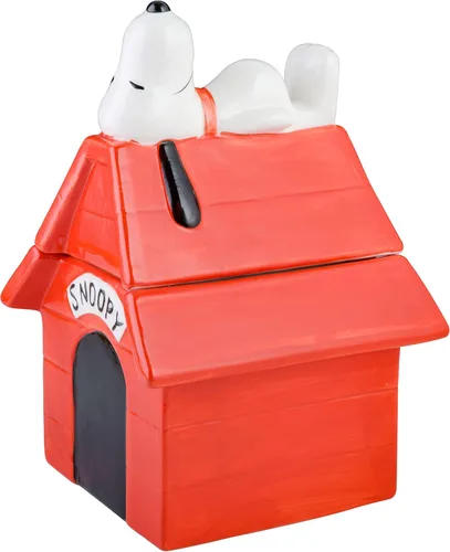 Vista 6 de Peanuts Tarro clásico de galletas Snoopy, recipiente de almacenamiento de cocina de cerámica de 10.7 pulgadas, tarro coleccionable de dibujos
