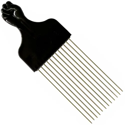 Vista 5 de Shoe String King SSK® Afro Pick con puño negro, paquete de 3 - Peine de metal afroamericano para el cabello