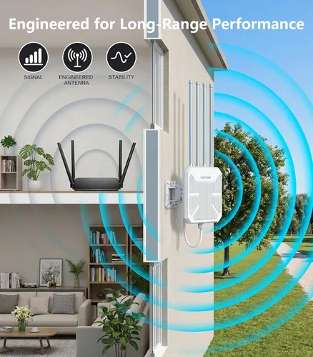 Vista 3 de WAVLINK AX1800 Extensor WiFi 6 para exteriores, punto de acceso al aire libre resistente a la intemperie IP67, extensor WiFi de largo alcance