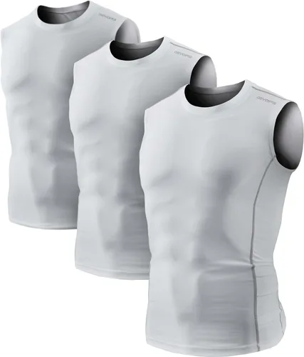 Vista 13 de DEVOPS Paquete de 3 camisas de compresión atléticas sin mangas para hombre 1# (paquete de 3) negro/azul/blanco