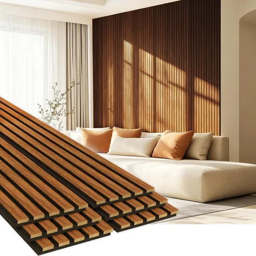 Vista 9 de EVERECO Paquete de 4 paneles de madera de 94.5 x 11 pulgadas para pared, paneles acústicos insonorizados de pared, paneles de pared 3D