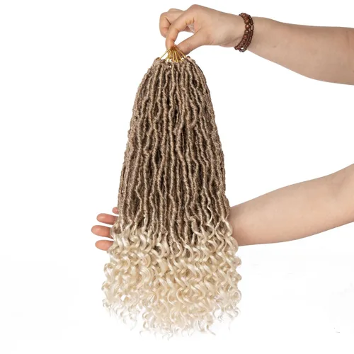 Vista 21 de Leeven 7 Paquetes Cabello Crochet Faux Locs con Puntas Rizadas 10 Pulgadas Pre-enrollado Goddess Locs Trenzas Crochet Cabello 84 Hebras Negro