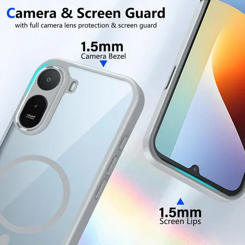 Vista 8 de Funda magnética transparente compatible con Xiaomi 17T, color negro 2 en 1 PC + TPU cubierta de teléfono a prueba de golpes, carcasa protectora