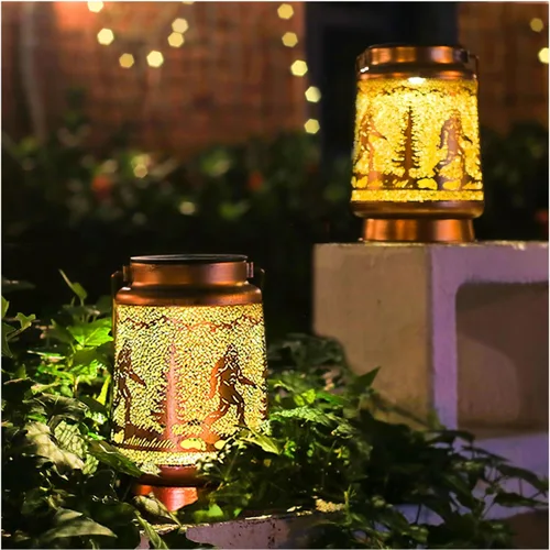 Vista 12 de Bigfoot - Faroles solares colgantes impermeables para exteriores, luces solares colgantes de pie grande, regalos para hombres y mujeres, faroles LED