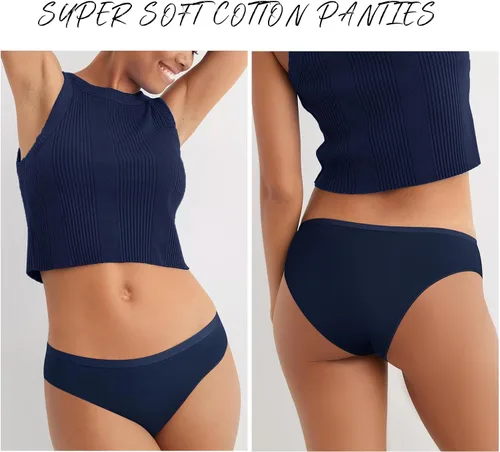 Vista 2 de LEVAO Ropa interior atrevida de algodón para mujer, bragas de bikini de media cobertura de espalda, transpirables, de corte alto, tallas grandes
