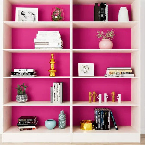 Vista 4 de LACHEERY Papel tapiz rosa intenso para dormitorio, papel tapiz texturizado mate, 12 x 160 pulgadas, papel adhesivo rosa magenta para armarios