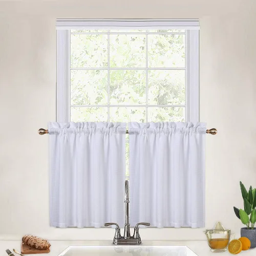 Vista 19 de CAROMIO - Cortina para cocina, cortina texturizada, cortinas para ventana de baño, varios tamaños