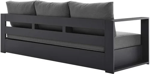 Vista 6 de Modway Tahoe - Sofá de aluminio para patio exterior en gris carbón