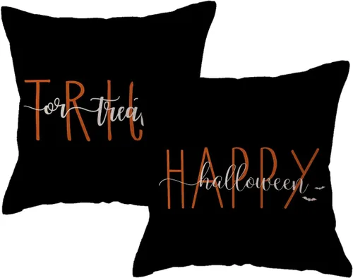 Vista 11 de ULOVE LOVE YOURSELF Fundas de almohada decorativas de Halloween negras de 18 x 18 pulgadas, fundas de almohada de murciélago para decoración