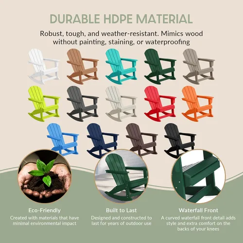 Vista 31 de WestinTrends Silla mecedora Malibu de poliéster para exterior/patio Adirondack, Negra
