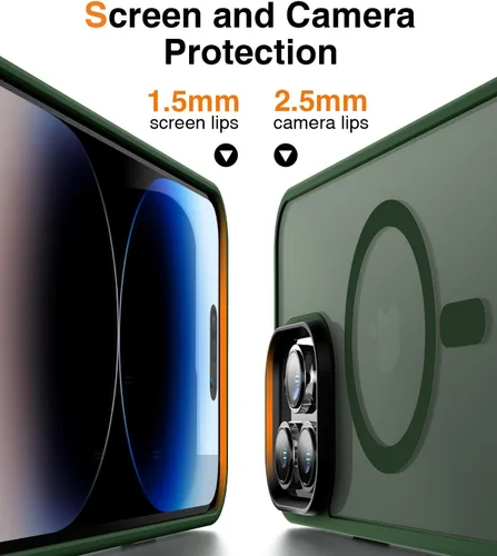 Vista 6 de Meifigno Magic Mag Series - Funda para iPhone 14 ProMax, [protección de grado militar y compatible con MagSafe], parte trasera mate translúcida