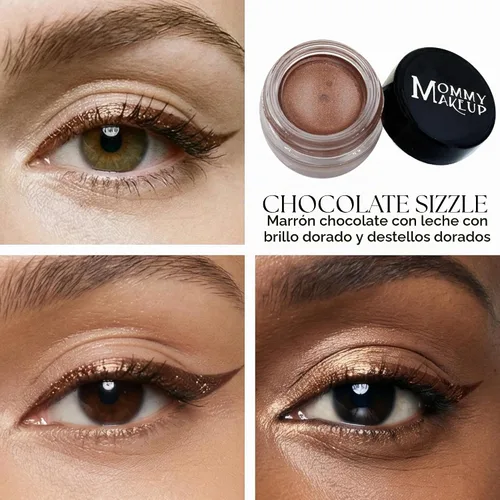 Vista 2 de Delineador de ojos de gel impermeable Stay Put Chocolate Sizzle Brown con Chocolate Sizzle - Chocolate con leche marrón con brillo dorado y manchas