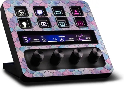 Vista 5 de MightySkins - Piel de fibra de carbono compatible con Elgato Stream Deck + Marble Magma Acabado de fibra de carbono texturizado protector