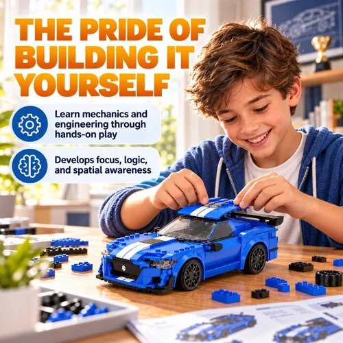 Vista 2 de WISEPLAY Juego de construcción de automóviles a control remoto, construye tu propio kit de automóvil a control remoto, kit de construcción