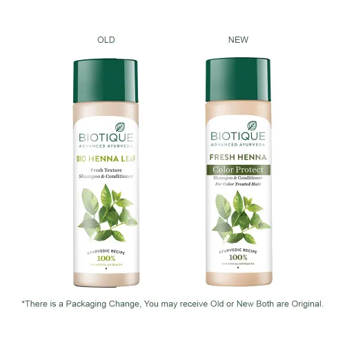 Vista 3 de Biotique Heena Leaf Fresh Texture Champú y acondicionador con color para cabello oscuro 6.4 fl oz